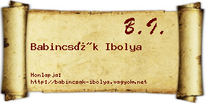 Babincsák Ibolya névjegykártya
